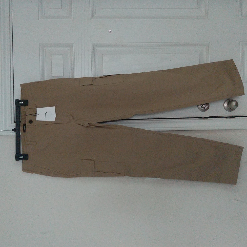 Nwt Theory Men's Straight Leg Sz 34 Marvel Twill Khaki Cargo Pants. Work Wear,